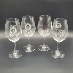 Sonoma Valley Bank Wine Glasses Etched Set of 4​​​